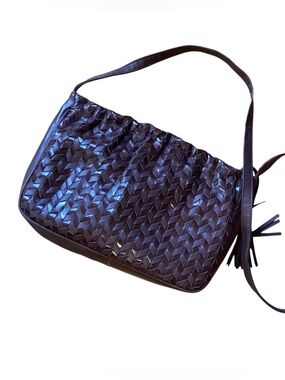 Woven Leather Shoulder Bag in Brown, excellent condition